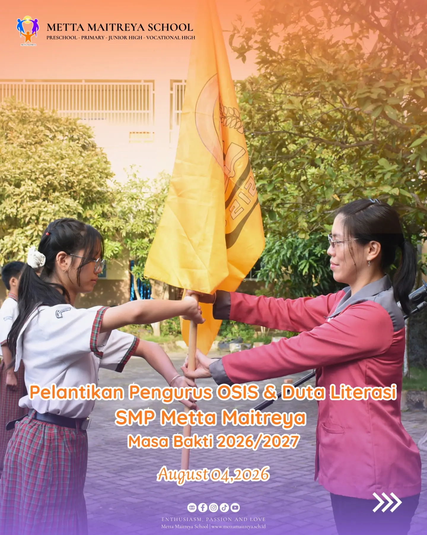 Pelantikan Pengurus OSIS & Duta Literasi SMP Metta Maitreya Masa Bakti 2026-2027